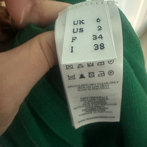 Victoria Beckham Gathered wool-blend midi dress, green, size US2 - Picture 9 of 10